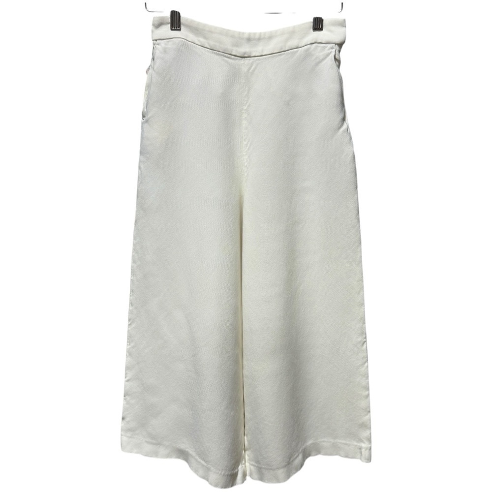 Massimo‎ Dutti Wide Leg White Crop Pants Size 4 Beachy Clean Summer Resort